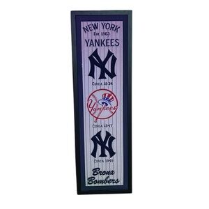 New York Yankees Wool Retro Vertical Banner in Frame